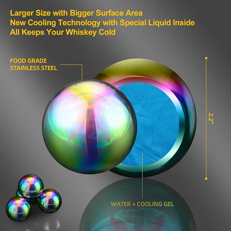 Description Picture 6 of itemReusable Whiskey Stainless Steel Ice Cubes Set Cooling Metal Ice Balls Wine Beer Chilling Stones Cooler Party Bar Accessories