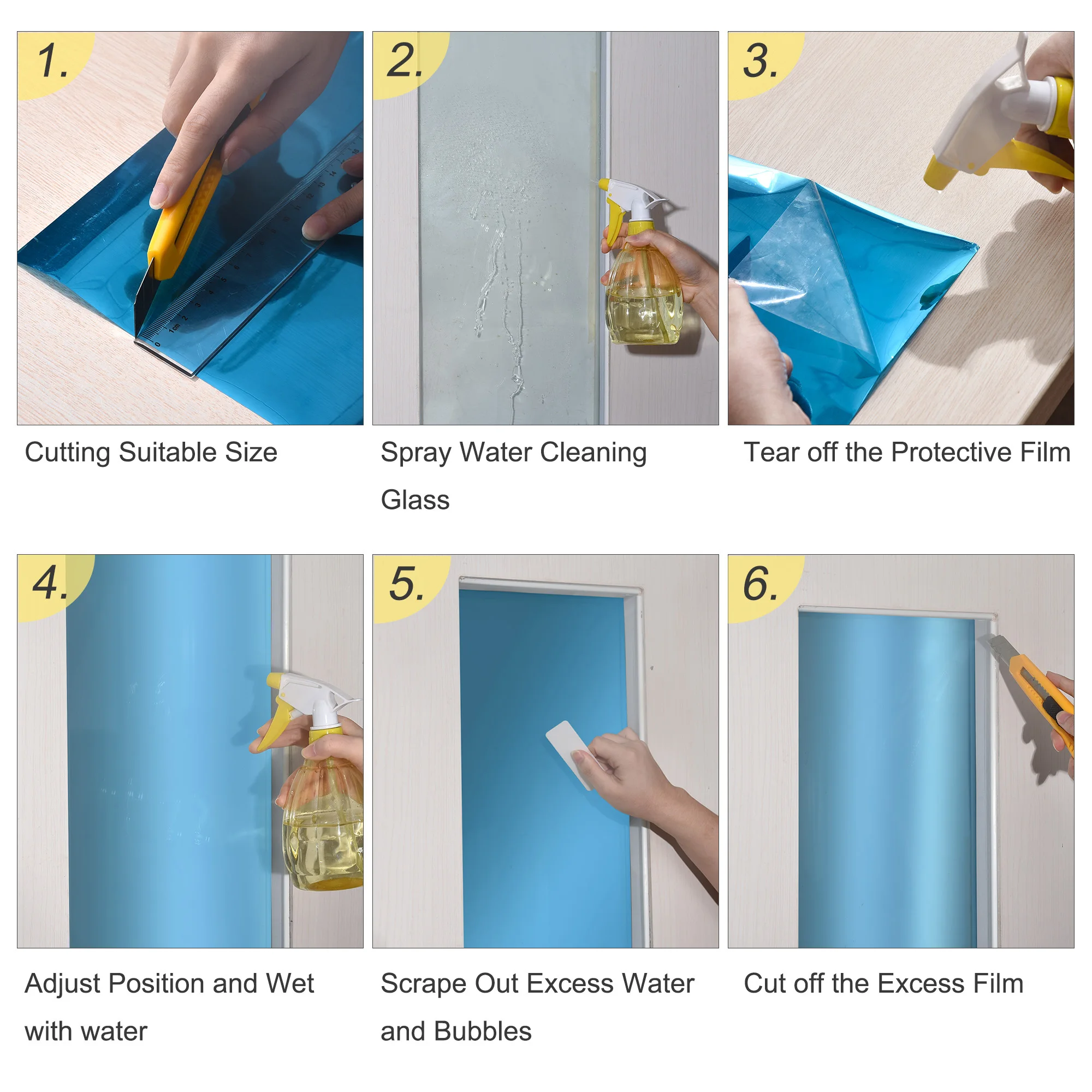 uxcell Window Film, Glass Sun Blocking, Heat Control Self Adhesive Brown Window Tint, 9.8x1.97ft for Home Office