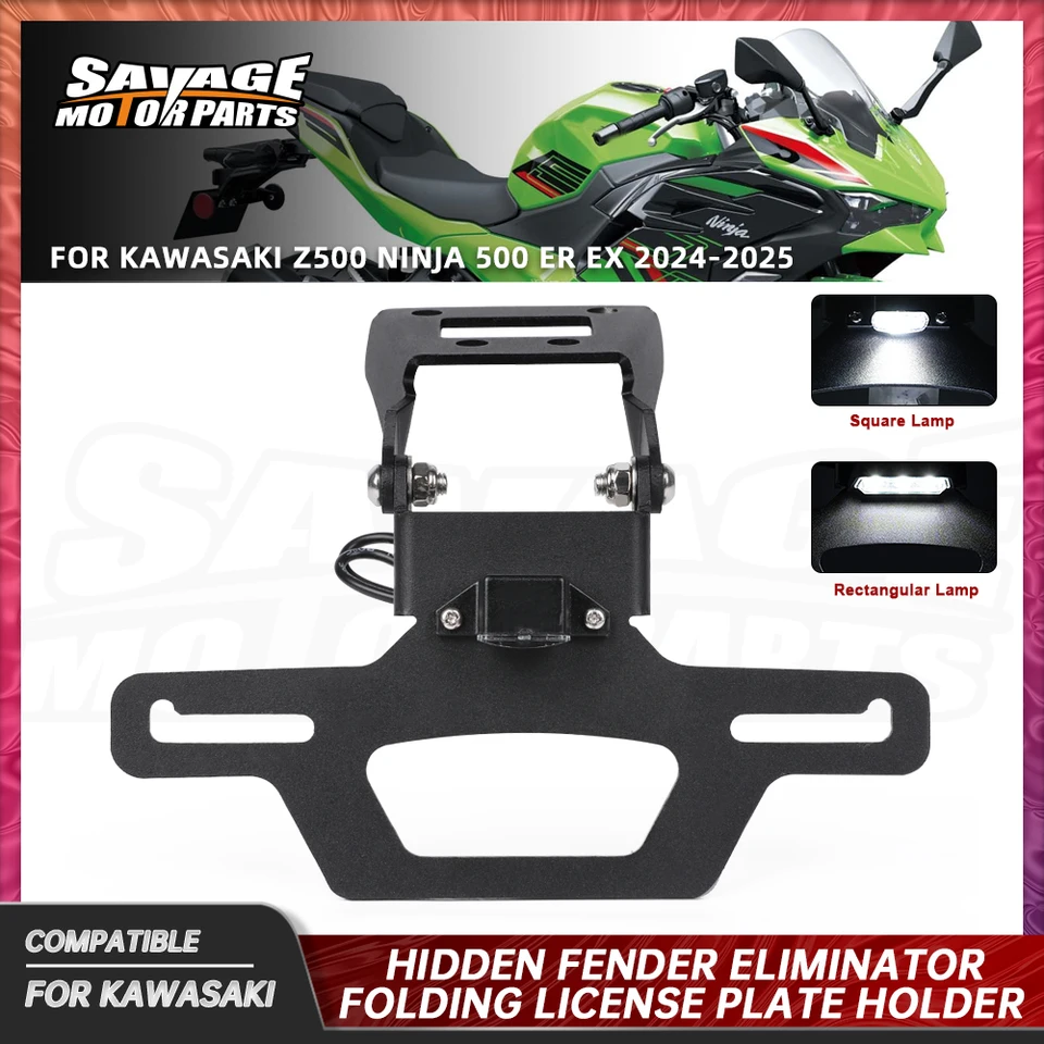 Fender Eliminator Kit For Kawasaki Ninja 500 Z500 2024-2025 - Black License Plate Holder