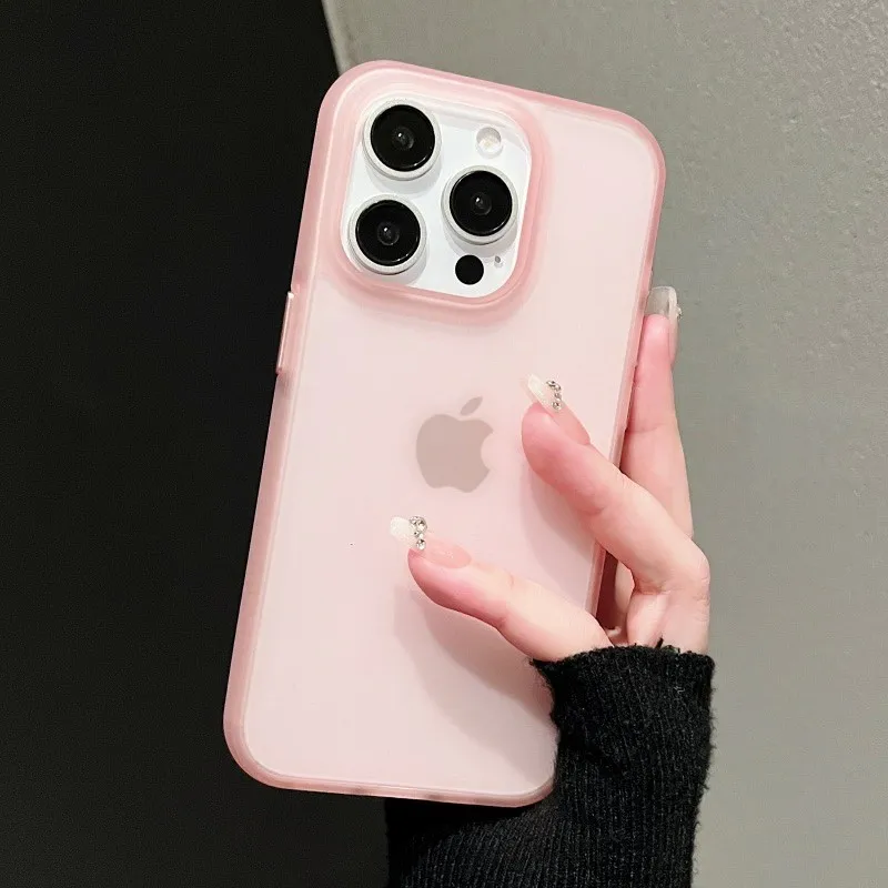 Chic Candy Matte Transparent Phone Case with Soft Bumper Edge
