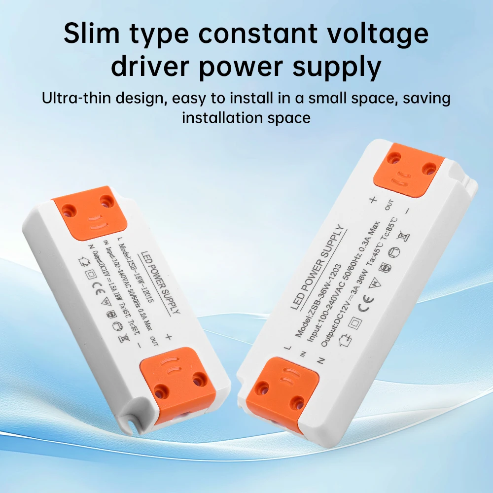 AC185V-260V To DC12V Constant Volatge 18W 36W Super Slim LED Driver LED Power Supplies 1A Lighting Transformer for Lighting