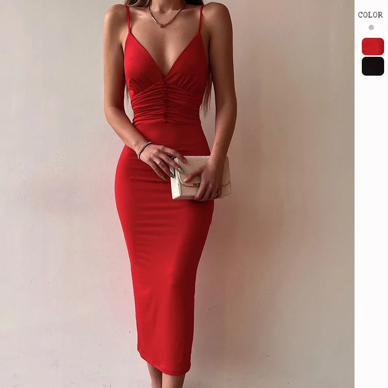 

High Quality 2024 Sexy Women Clothes Female Wrinkle Splice Dress Grace Beautiful Pleated Skirt Spring Summer Traf Y2k Party