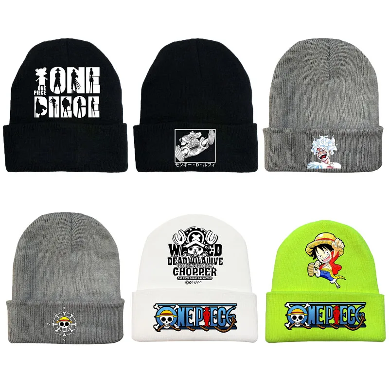 

One Piece Gear 5 Luffy Unisex Winter Hats Nica Luffy Chopper Anime Figure Printed Knitted Hat Autumn Ladies Casual Cap Accessory