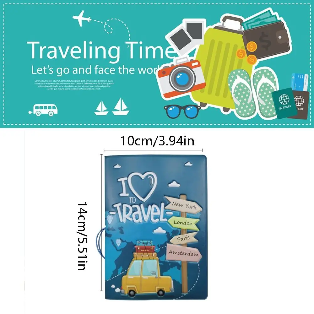 Cartoon Print PU Leather Passport Holder for Kids Adult Certificate Storage Bag Ticket Holder Card Case Travel Accessories