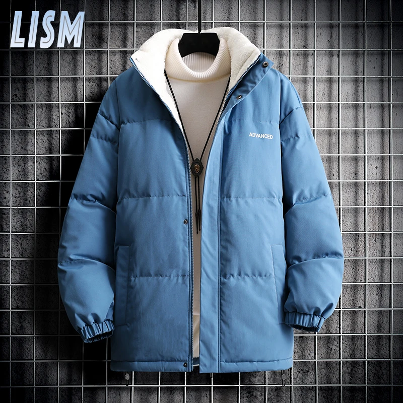 

2022 LISM Korean Padded Jacket Men's and Women's Couple Coat Thicken Warm Outerwear Oversized Puffer Jacket Winter Streetwear
