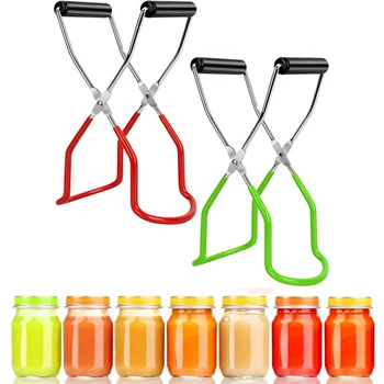 Canning Jar Lifter Tong Stainless Steel Can Tong Clip With Grip Handle Heat Resistance Anti-Clip Glass Bottle Holder KitchenTool 1