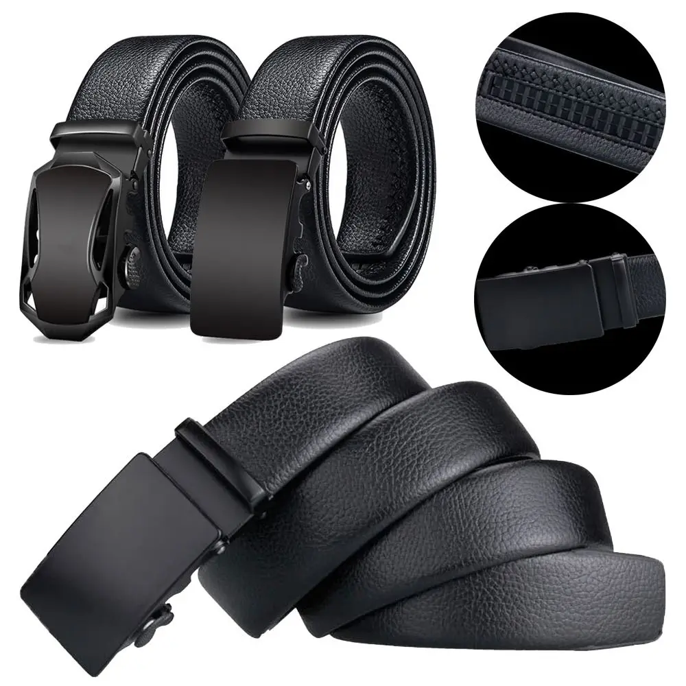 

Men Vintage Casual Adjustable Automatic Buckle Waistband Ratchet Belts Leather Belt Pants Bands