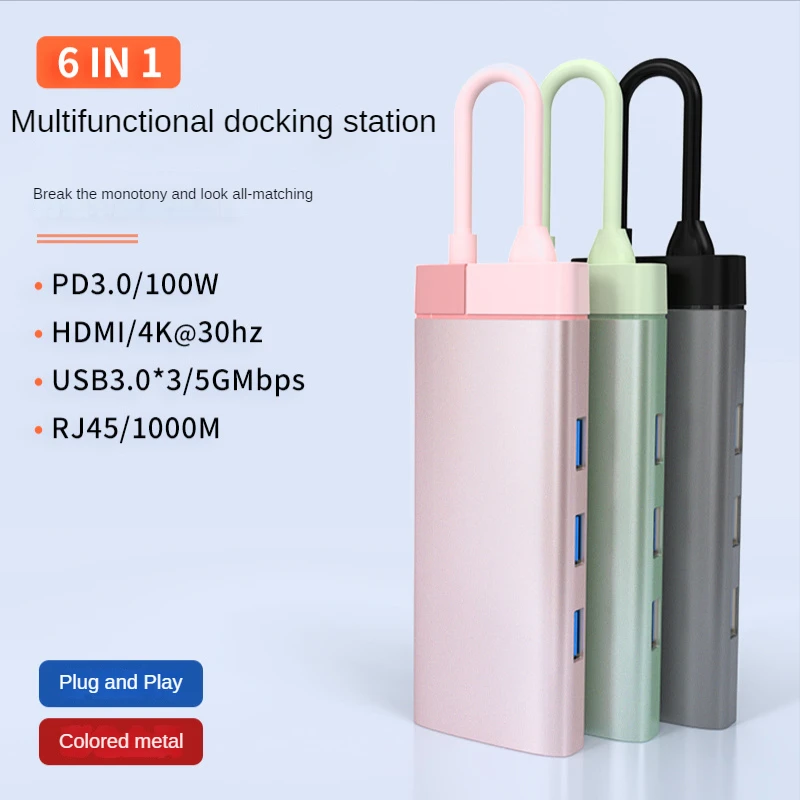 

New Color Metal Type-C Docking Station Usb Hub USB 3.0 / RJ45 Gigabit Docking Station For Xiaomi Lenovo Macbook Pro Extender