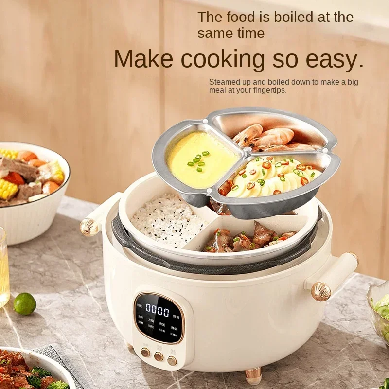 220V/Household three grid electric pressure cooker, household multi-functional electric hot pot, Yuanyang rice cooker 2