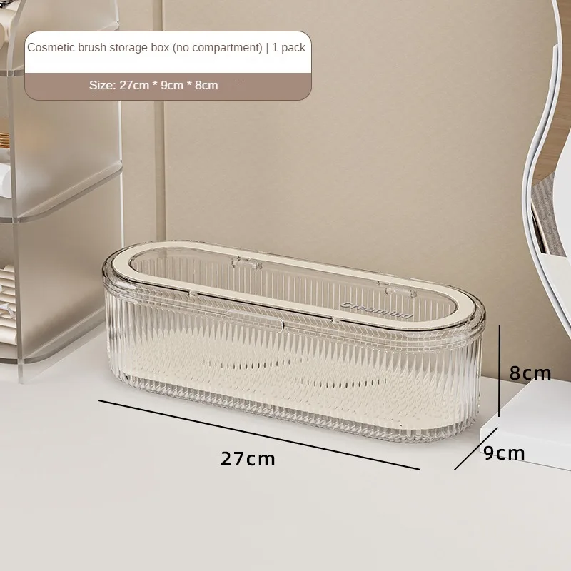 Creative Grid Makeup Brush Storage Box Dustproof and High-end Dressing Table Organizer Box Large Capacity Powder Puff Makeup Box 6