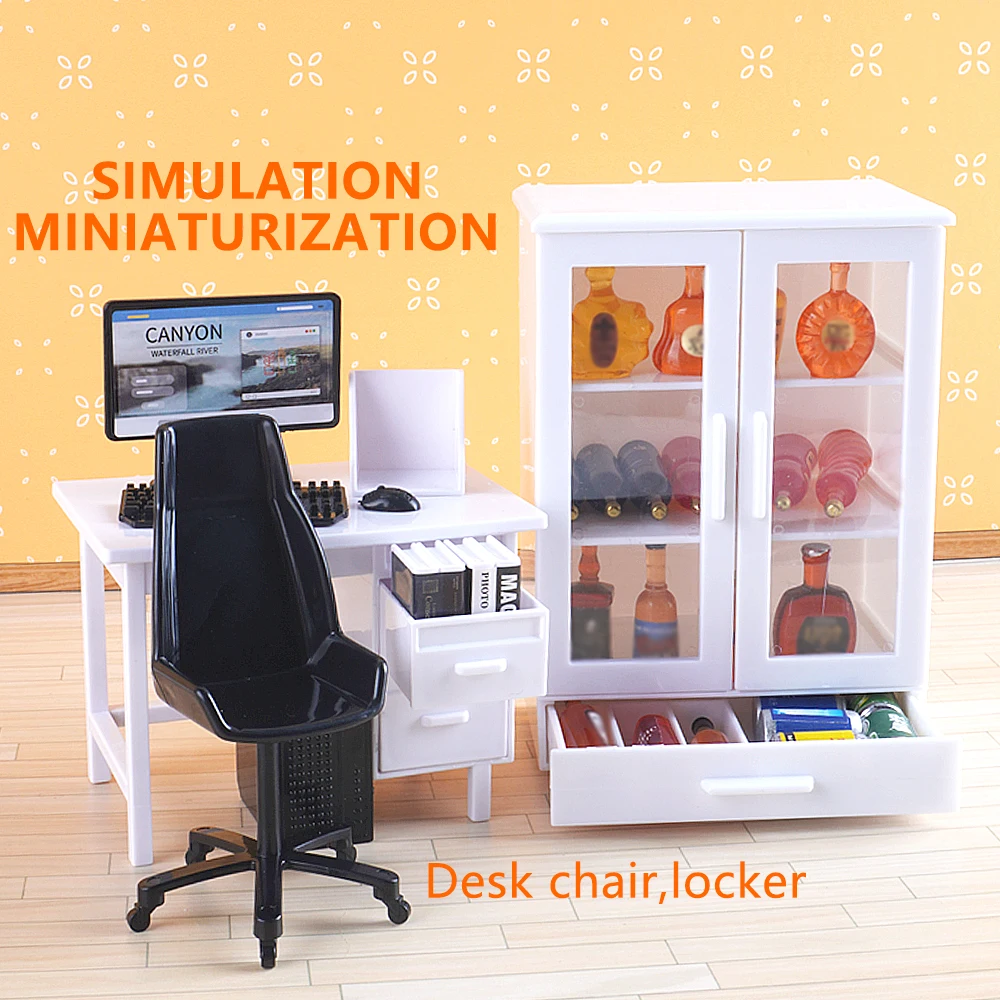 thumbnail image 2 of 1/12 Scale Dollhouse Table & Chair Set - Wooden Miniature Office Furniture For Dollhouse Study 2 of 13