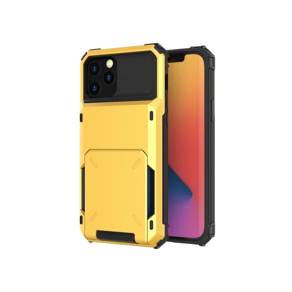 Luxury Flip Card Holder Armor Phone Case with Shockproof Plating Cover
