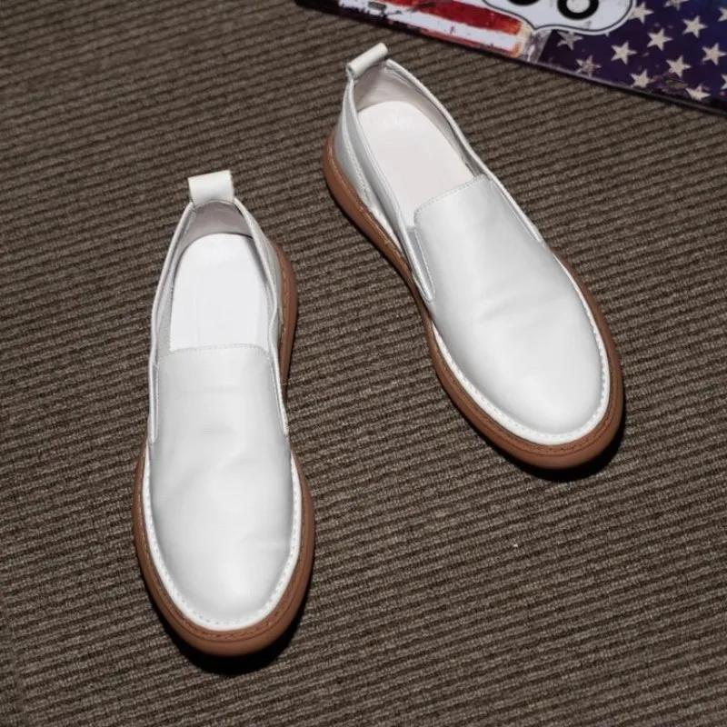 Harajuku Summer White Genuine Leather Mens Loafers Shoes Breathable Slip On Soft Male Casual Flat Sneakers Shoes Calzado Hombre 4