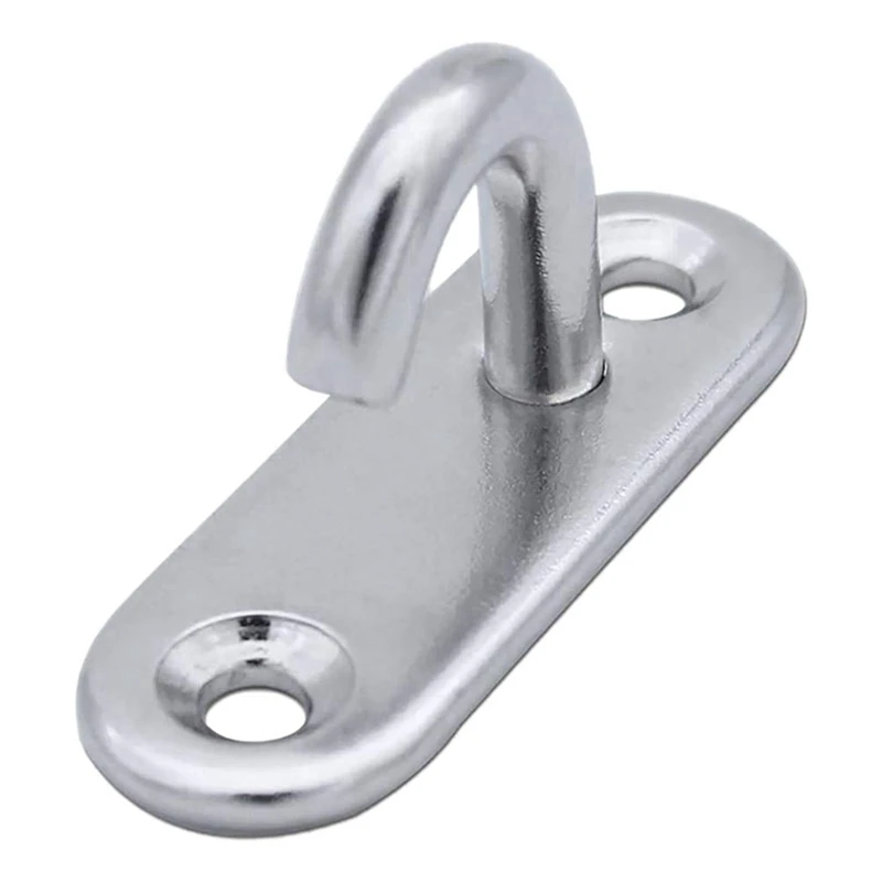 

24 Pack Stainless Steel Ceiling Hooks M5 Oval Open Hooks Pad Eye Plate Anchor Screw Wall Mount Hook For Plant Basket