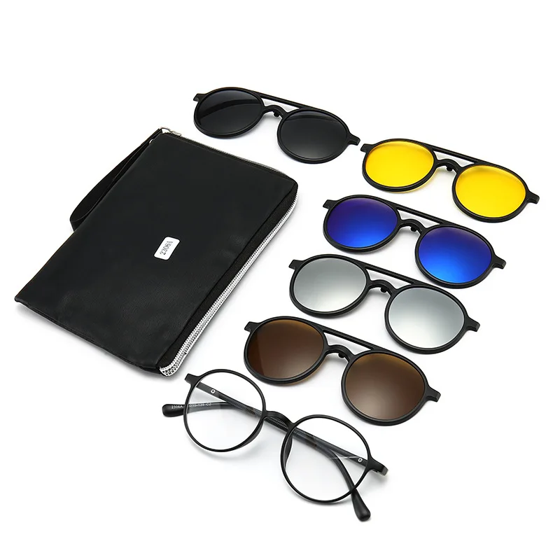 6PCS Magnetic Polarized Clip On Sunglasses for Night Driving Women Men Plastic Frame UV400 polarized sunglasses clip on sunglasses sunglasses clips
