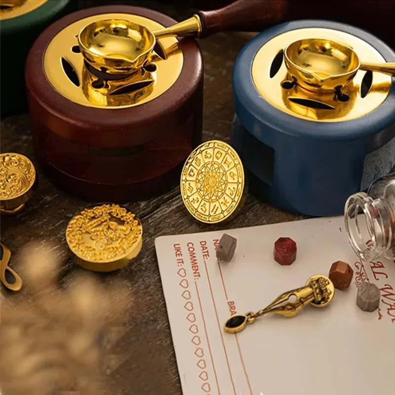 Sealing Wax 1 Set of Spoon Sealing Wax Furnace Stove Pot Seal Decorative Craft Gift Solid Wood Stamp Craft Supplie SB002 seal wax