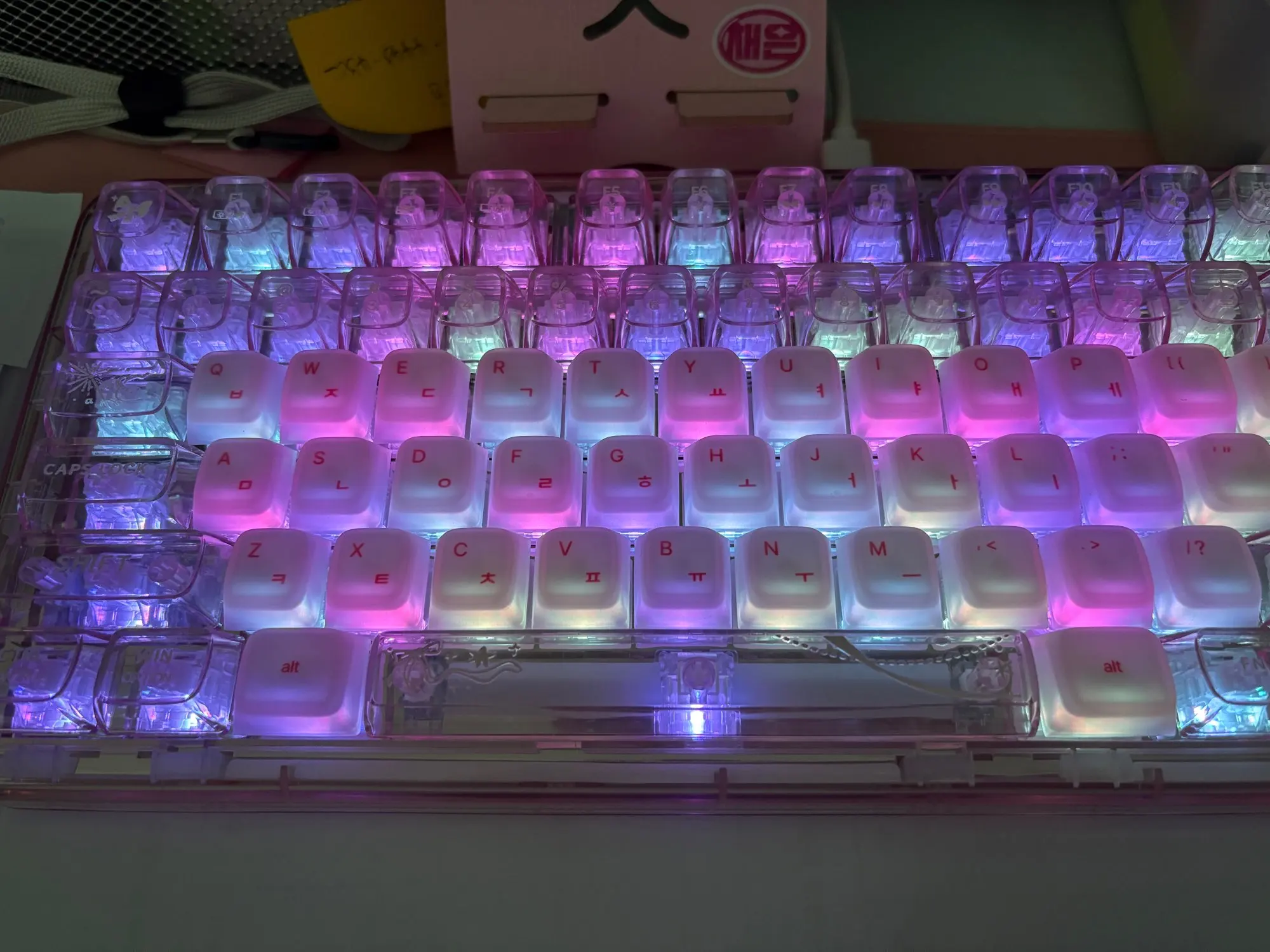 YUNZII X98 ピンク QMK/VIA ワイヤレス透明 RGB キーボード、ホット