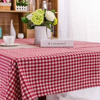 Tovaglia per la casa Tovaglia da pranzo in lino di cotone a righe scozzesi Tovaglia da cucina decorativa rettangolare per caffè, cucina, festa 1