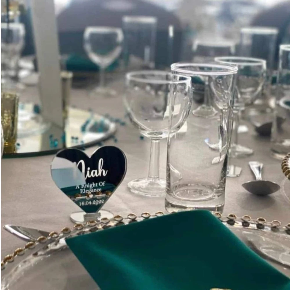 Personalized Wedding Mirror Acrylic Place Setting 10pcs for Baby Shower Party Engraved Place Names Table Decoration