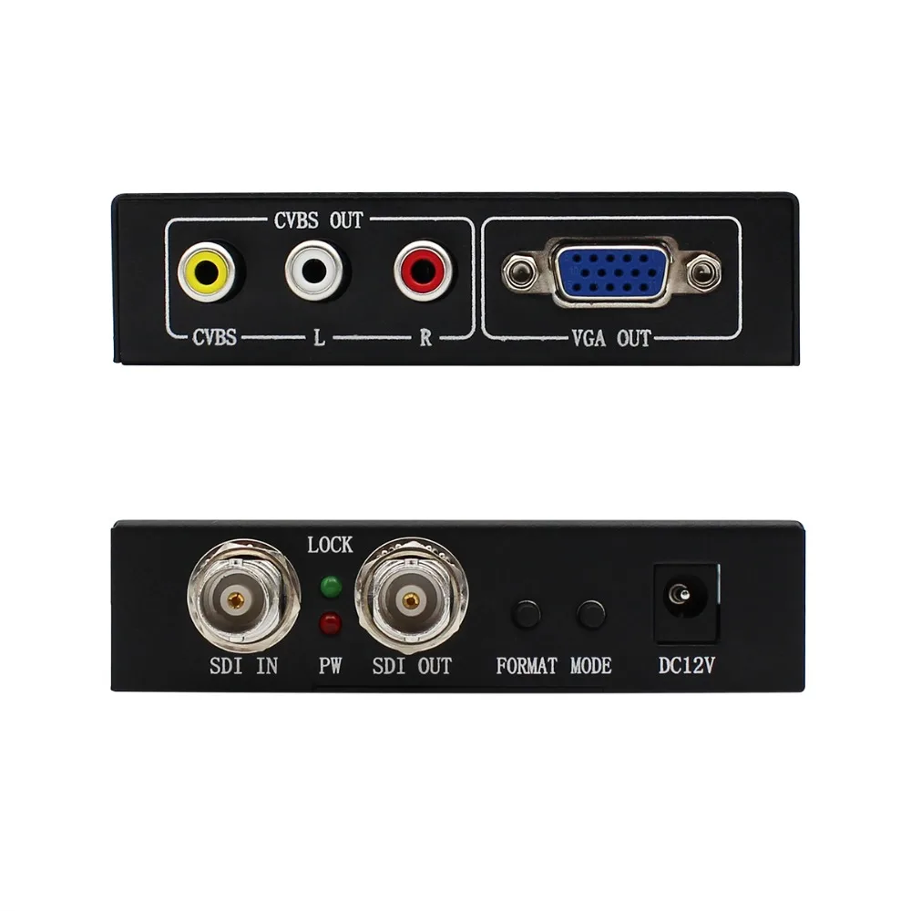 SDI (SD-SDI/HD-SDI/3G-SDI) to VGA+CVBS/AV+SDI Converter Support 1080P for Monitor/Camera/Display with adapter