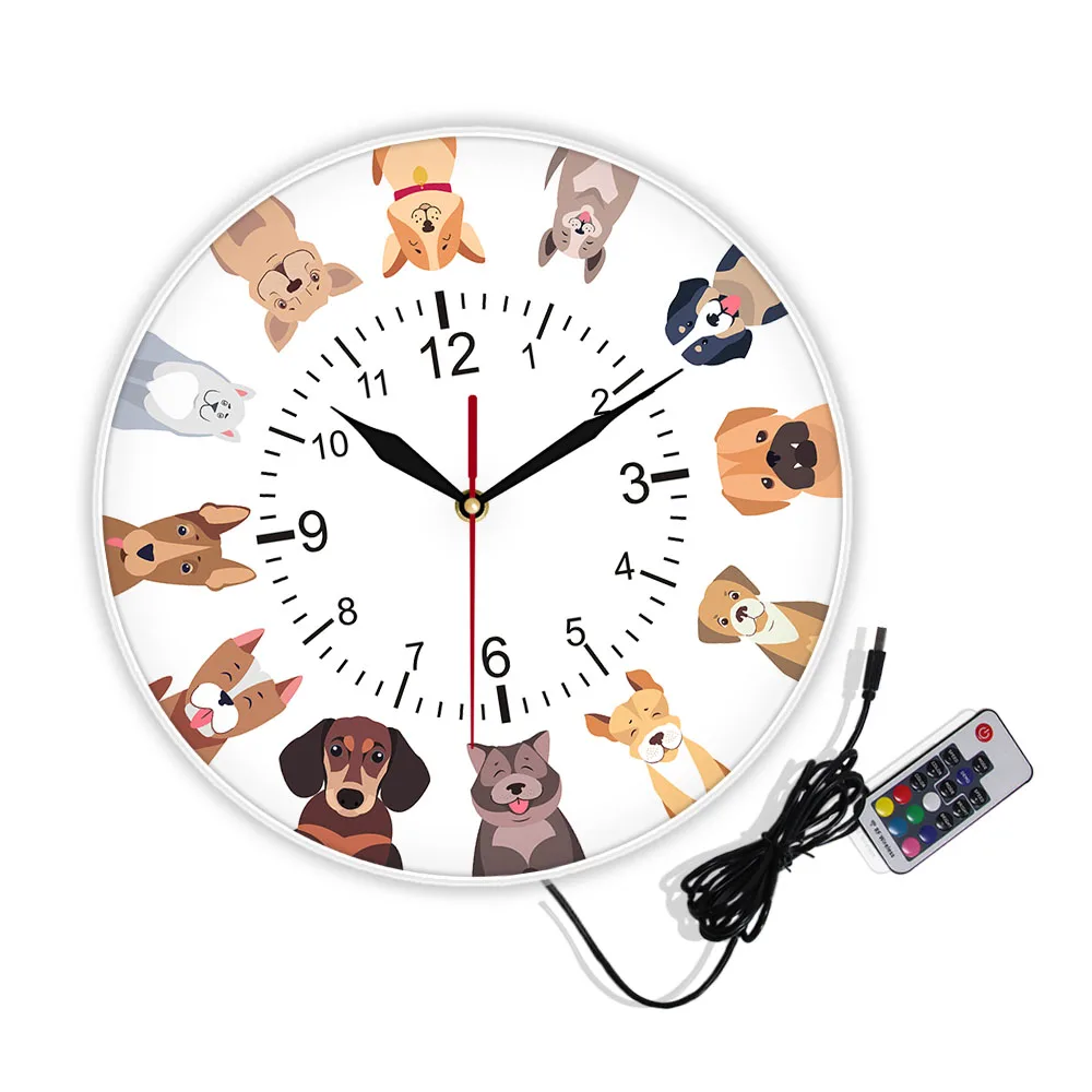 Different Purebred Dogs Cartoon Wall Clock Canine Home Decor Cool Dog Breed  Printed Wall Art Kid Room Nursery Silent Wall Clock - Wall Clocks -  AliExpress