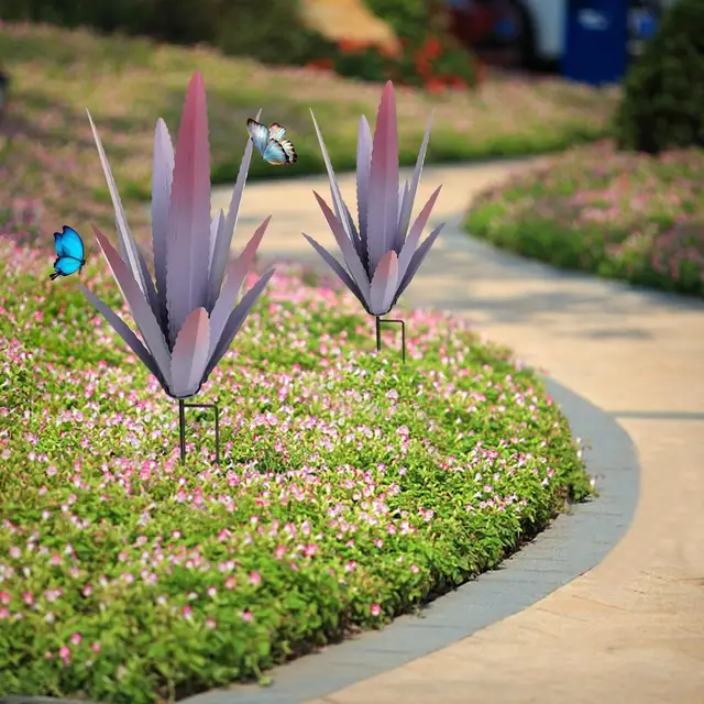 Scultura Metallo Agave - Decorazione Esterna/Interna, 29x29x45cm, Colorata - Foto 5