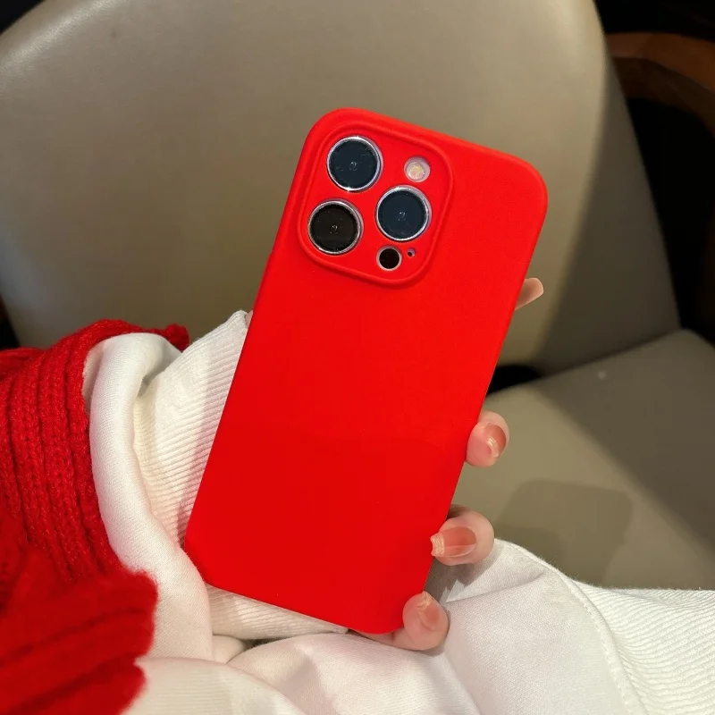 Premium Chinese Red Liquid Silicone Magnetic Case with MagSafe Compatibility, Wireless Charging, and Soft Touch Finish