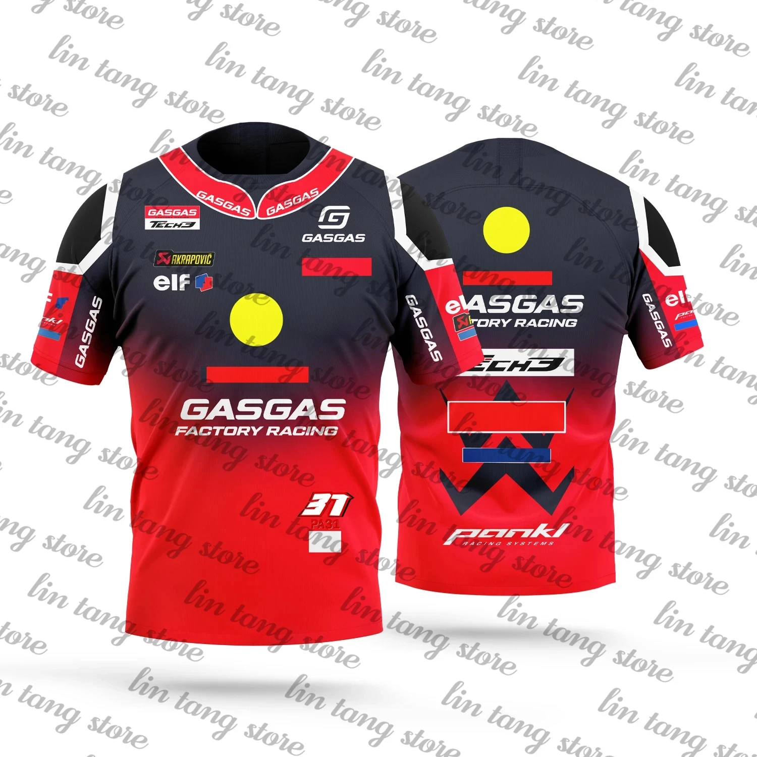 

New 2024 Motobike Race Red Gradient Pattern Men's Summer Breathable Casual Short Sleeve No. 31 Rider Acosta Fan Top