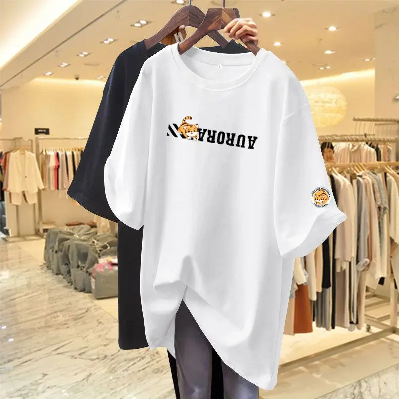 

Fashion Letter Printing T Shirts Summer New Short Sleeve O-Neck Loose Solid Youth Tops Tees Street Casual Trend Women Clothing