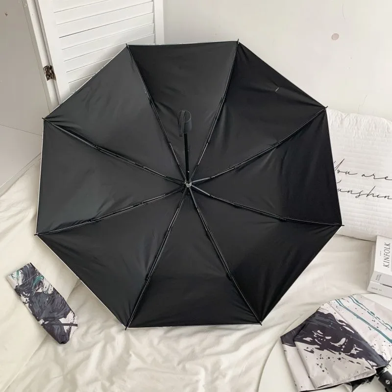 White,Kimetsu no Yaiba,Demon Slayer,Anime,Windproof Anti-UV,Automatic Rain Compact Umbrella for Woman Man