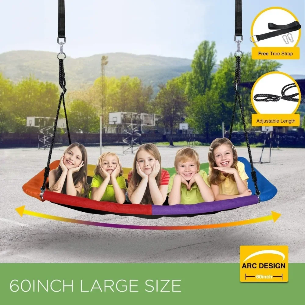 Trekassy 700lb Giant 60" Skycurve Platform Tree Swing for Kids and Adults with 2 Hanging Straps (Rainbow) 6