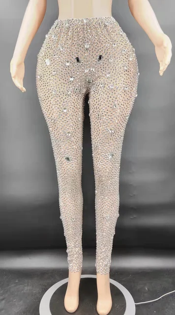 여성용 섹시한 주얼리 댄스 의상, 라인석 레오타드 바지, 이브닝 점프 수트, 무도회 파티, 생일 크리스탈 바디 수트, 무대 착용