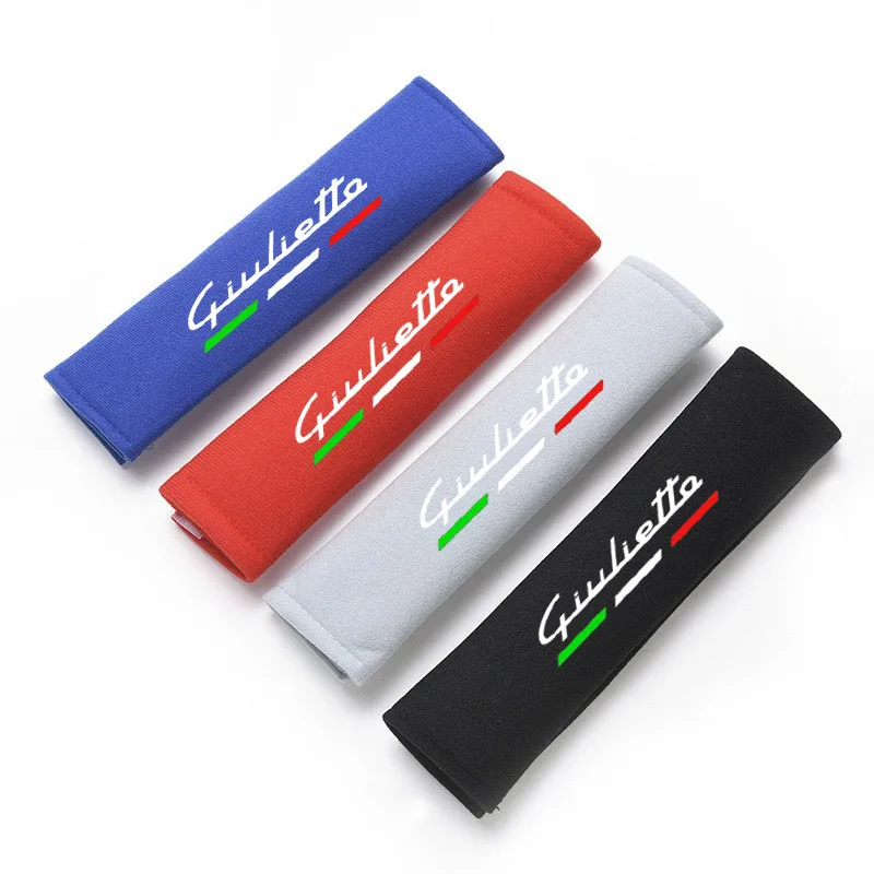 2pcs Car Safety Belt Cover Adjustable Shoulder Strap Covers Car Shoulder Protector Pad Alfa Romeo GIULIETTA Auto Accessories
