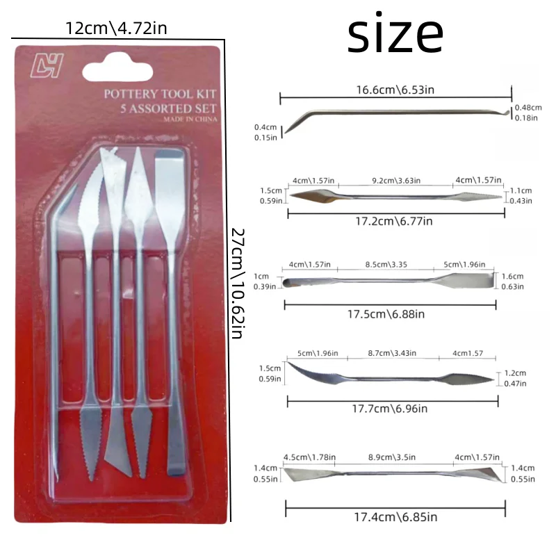 5 sets of stainless steel clay tools Polymer clay DIY modeling carving knife sculpture