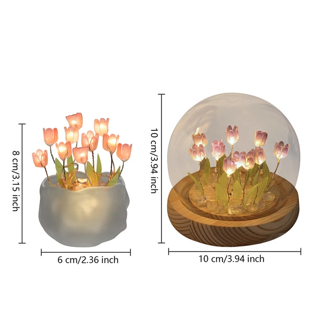 Veilleuse Nuage Et Tulipe Faite À La Main, S'allumer Est Une Veilleuse,  S'éteindre Est Un Miroir, Décoration De Bureau À Double Fonction Avec 20  Petites Fleurs, Mode en ligne