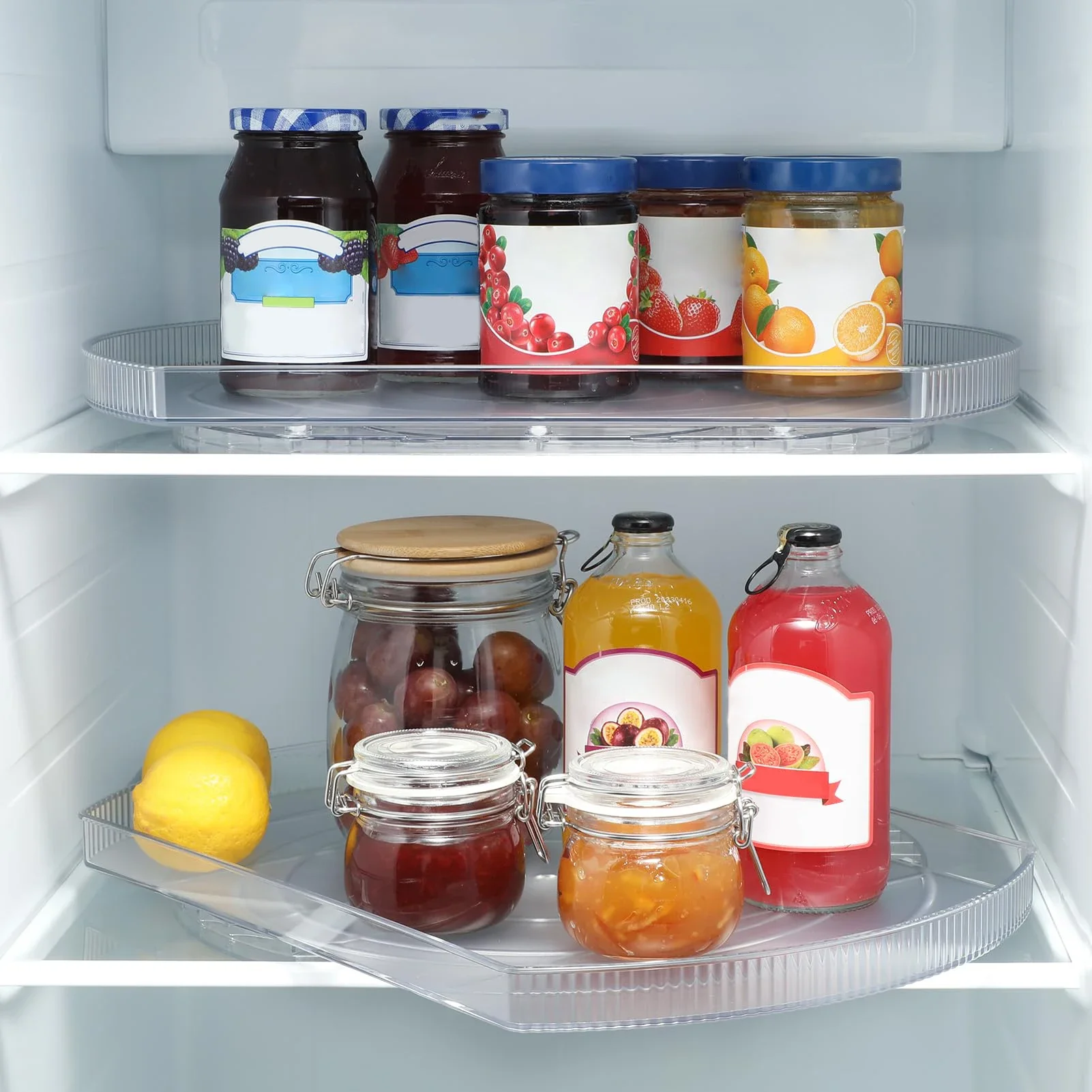 360 Rotate Rectangle Tray Lazy Organizer Turntable Storage Tray Clear Food Storage Organizer Spice Rack For Kitchen Organizer 6