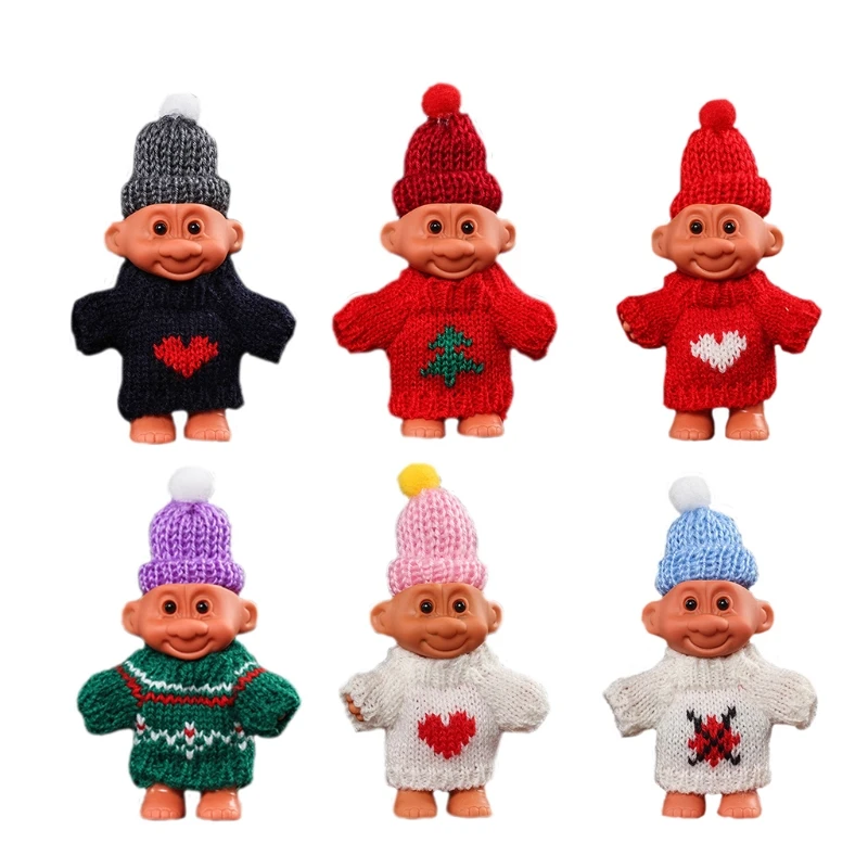 Mini Troll for Doll Protective for Case Cartoon Cover with Wool Costume & Hat Smoking Accessory Men