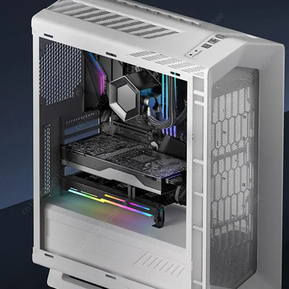 2 in 1 Graphics Card Radiator 1800RPM 5V 3Pin ARGB Graphics Card Cooling Fan with 3x80mm Fans PCI Mount Bracket