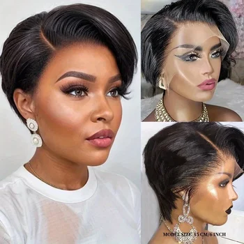 Short Pixie Cut Wigs Human Hair 13x4 Side Part Bob Lace Front Human Hair Wigs for Women Straight Hair Remy HD Lace Wigs