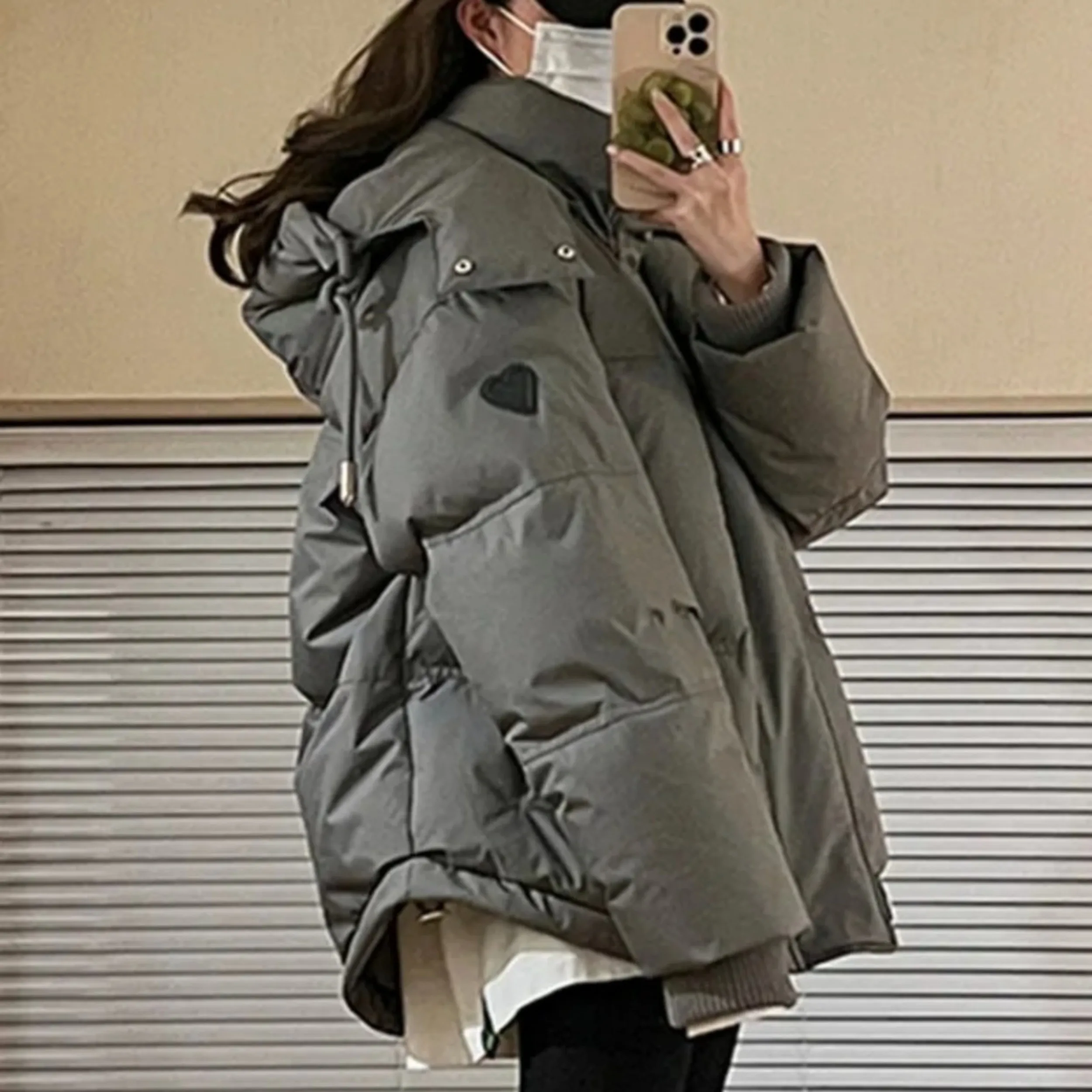 

Fashion Outdoor Women's Winter Padded Jacket Coat 2023 New Cotton Hooded Solid Thick Parka Waterproof Puffy Korean Style