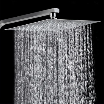 Soffione doccia a pioggia 12/10/8 pollici Doccia a cascata Ultra sottile 201 Soffioni a pioggia quadrati in acciaio inossidabile Accessori per il bagno 1