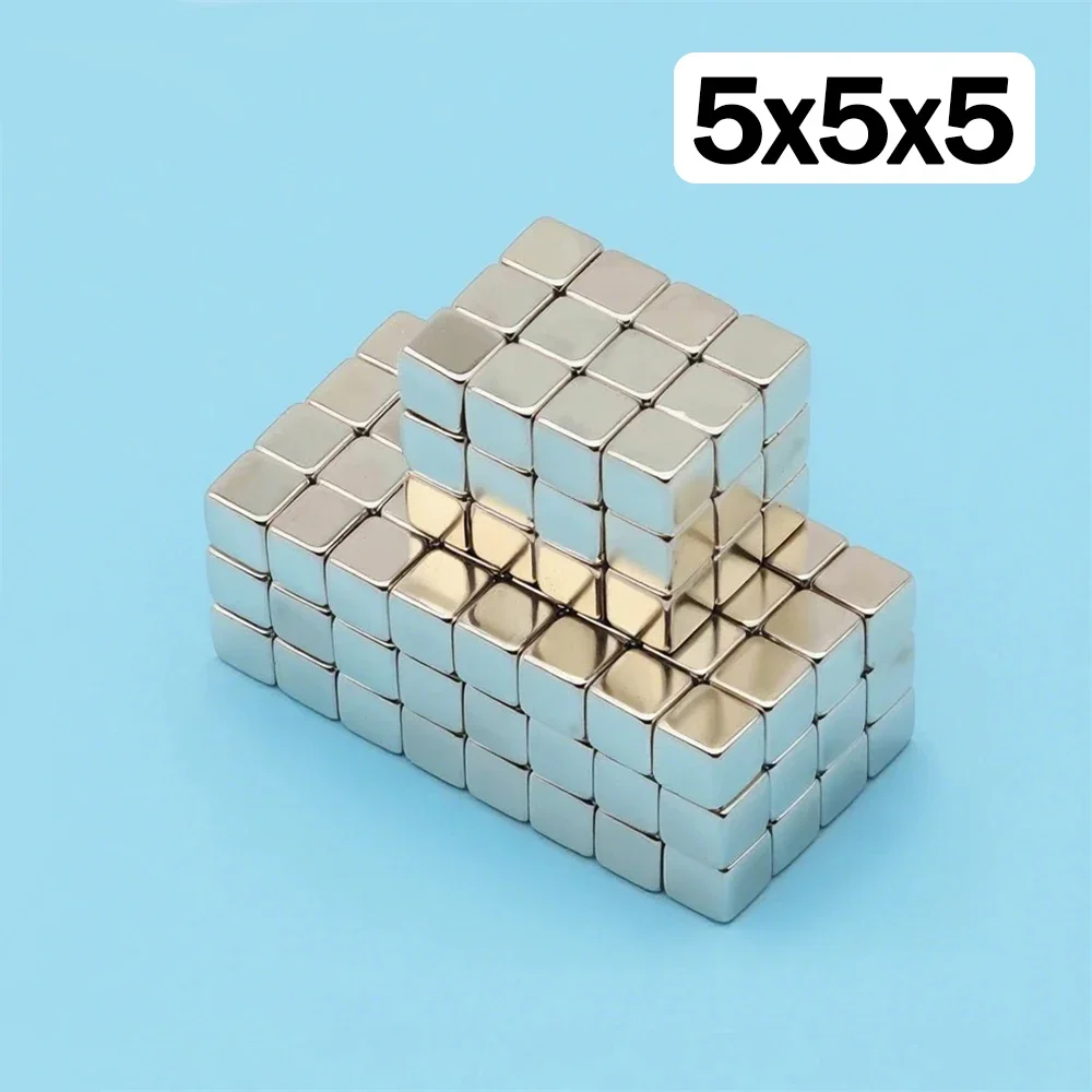 แม่เหล็กนีโอไดเมียมทรงบล็อก 5x5x5 มม. แรงสูงพิเศษ แม่เหล็กแรงสูง N35 NdFeB แม่เหล็กถาวร แม่เหล็กติดตู้เย็น 1