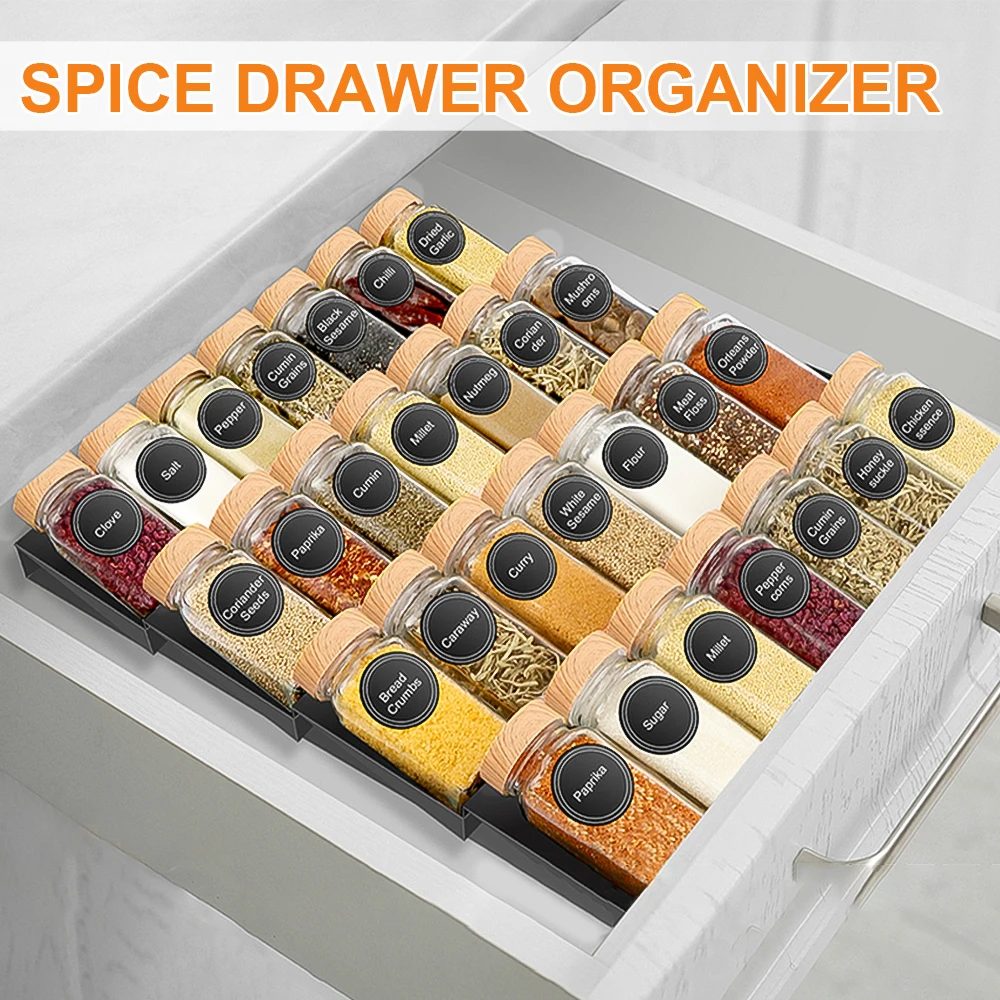 Elegant Glass Spice Jars with Bamboo Lids - Premium Kitchen Spice Organizer Set