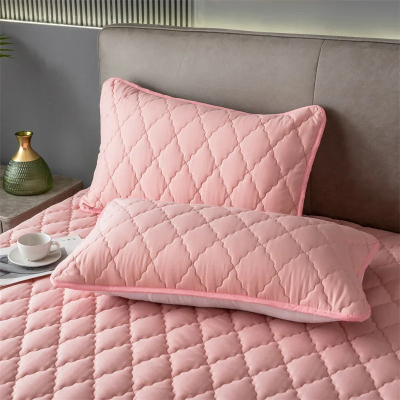 1Pc / 2Pc Waterproof Quilted Pillowcase Solid Color Pillow Cover Case 48x74cm Pillowsham Anti-Mite Anti-Bacterial Bedroom 4