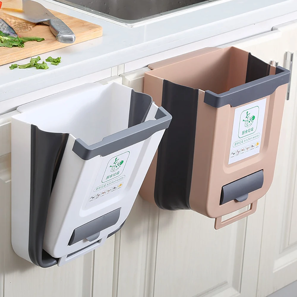 Trash Can Kitchen Wall-mounted Folding Household Cabinet Hanging Storage Creative Classification