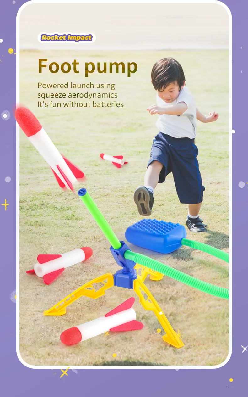 

Kid Air Rocket Foot Pump Launcher Toys Sport Game Jump Stomp Outdoor Child Play Set Toy Pressed Rocket Launchers Pedal Games