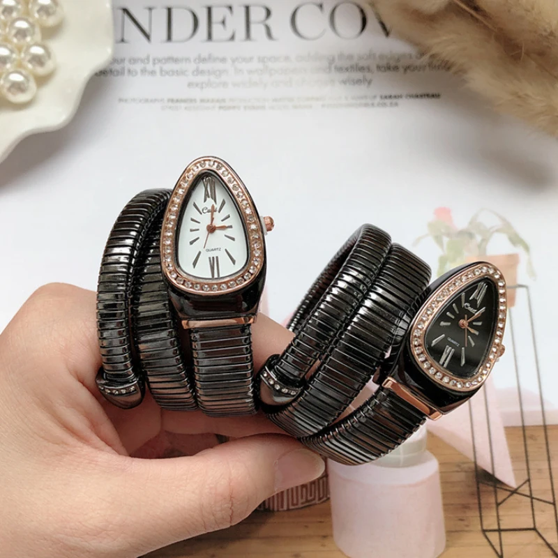 Women Luxury Brand Watch Snake Quartz Ladies Gold Watch Diamond Wristwatch Female Fashion Bracelet Watches Clock reloj mujer