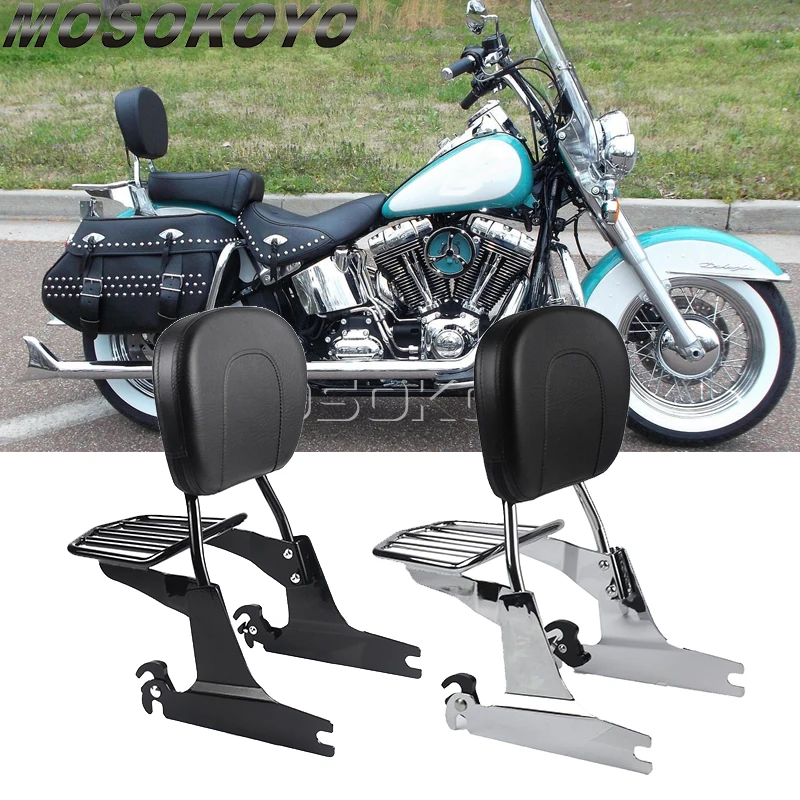 

Sissy Bar Luggage Rack Passenger Backrest Pad Red Reflector for Harley Softail Fat Boy FLSTF FXSTB 2000-2005 Springer Classic