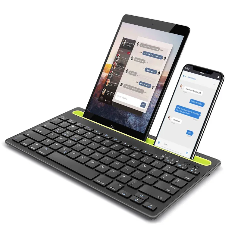 

Bluetooth Rechargeable 3.0 Wireless Keyboard Built-in Slot Stand Keypad for iPad Phone Tablet Laptop Windows Android MAC IOS