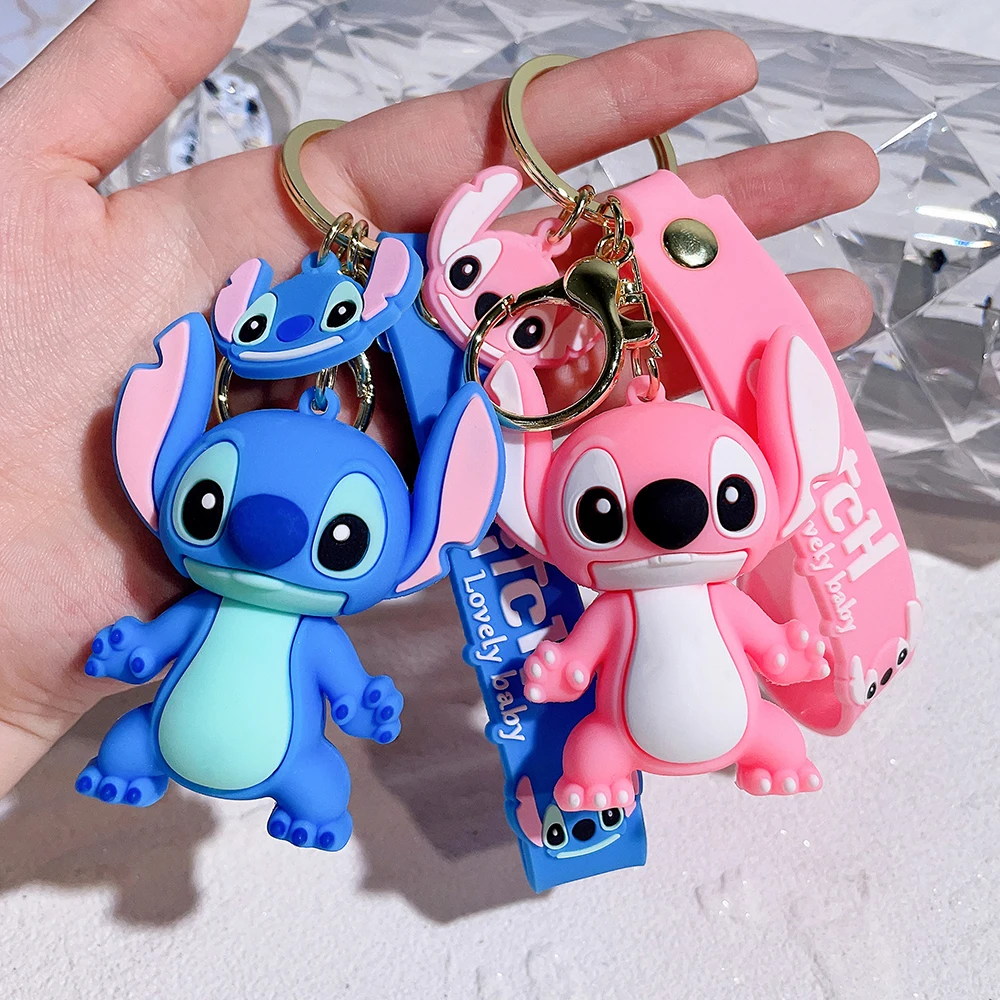 Disney Stitch Toys portachiavi Anime Figure Stitch ciondolo portachiavi dolce rosa angelo portachiavi donna auto portachiavi ragazza regalo di compleanno